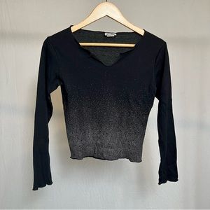 slim-fitting black and sequin casual top